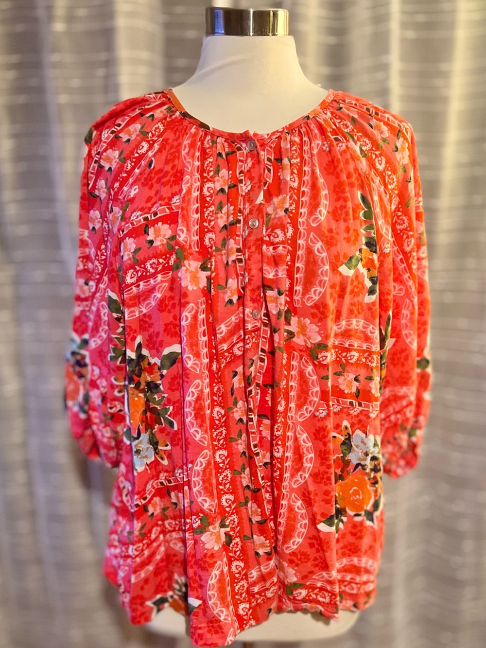 LC Lauren Conrad Women's XL Blouse Button Down Boho Cottagecore Prairie Peasant
